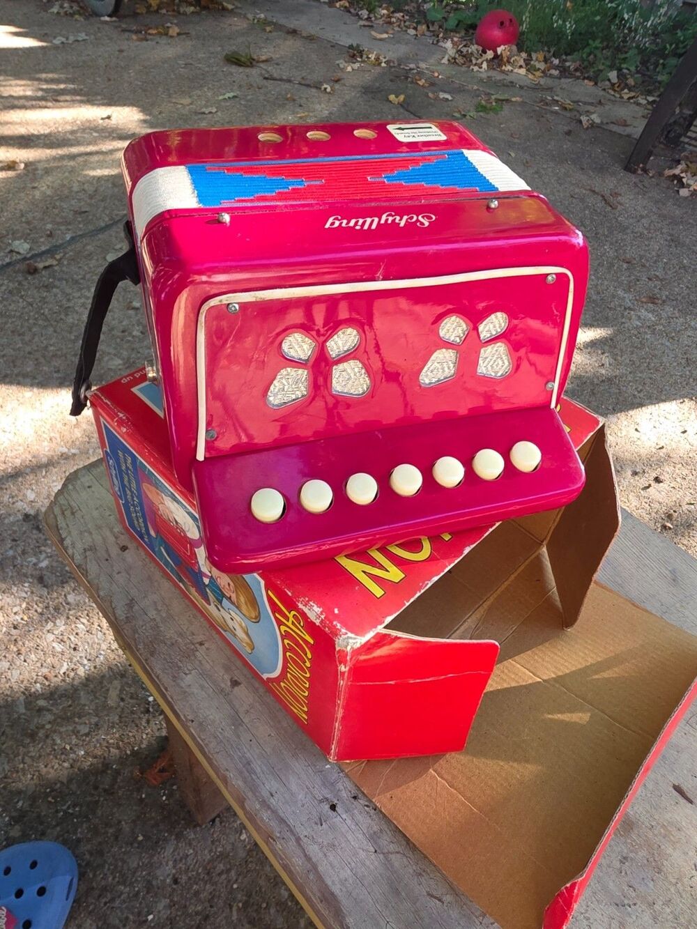 Schylling The Little Red Accordion Child's Squeeze Box Musical Instrument Toys